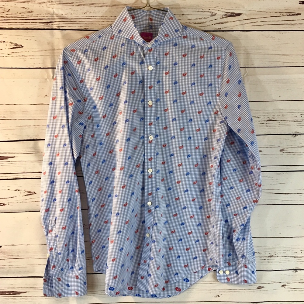 Ferrell Reed Checkered Paisley Dress Shirt 14.5